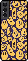 Smartphonica Phone Case pour Samsung Galaxy S22 Plus avec imprimé smiley - Coque arrière en TPU Emoji Design - Violet Jaune / Back Cover adapté pour Samsung Galaxy S22 Plus