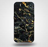 Smartphonica Telefoonhoesje voor OPPO A91 met marmer opdruk - TPU backcover case marble design - Goud Zwart / Back Cover geschikt voor Oppo A91