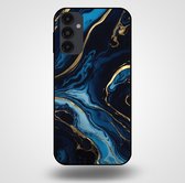 Smartphonica Telefoonhoesje voor Samsung Galaxy A14 met marmer opdruk - TPU backcover case marble design - Goud Blauw / Back Cover geschikt voor Samsung Galaxy A14