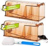 Muizenval Set van 2 Diervriendelijk Zeer Gevoelig Gemakkelijk te Gebruiken Huisdier- en Kindveilige Herbruikbare Muizenval voor Keukenmagazijn