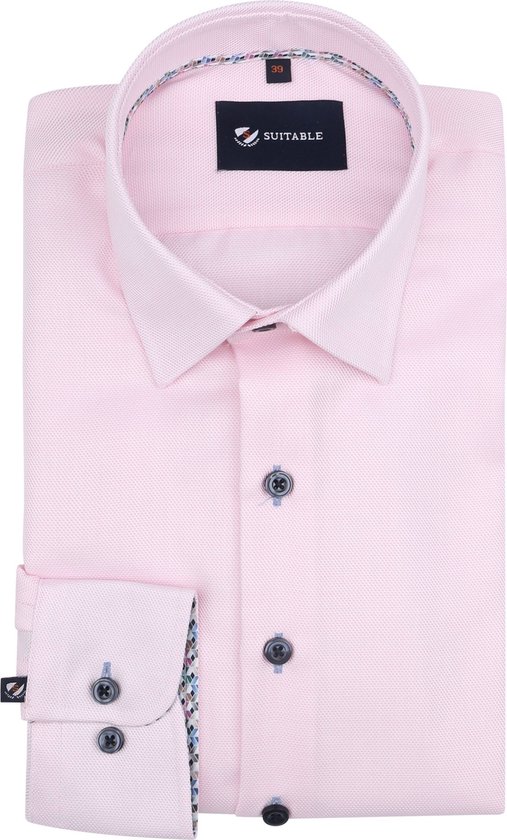 Suitable - Overhemd Oxford Roze - Heren - Maat 40 - Slim-fit