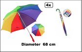 4x Paraplu regenboog - diameter 68cm - Rainbow festival thema feest evenement party