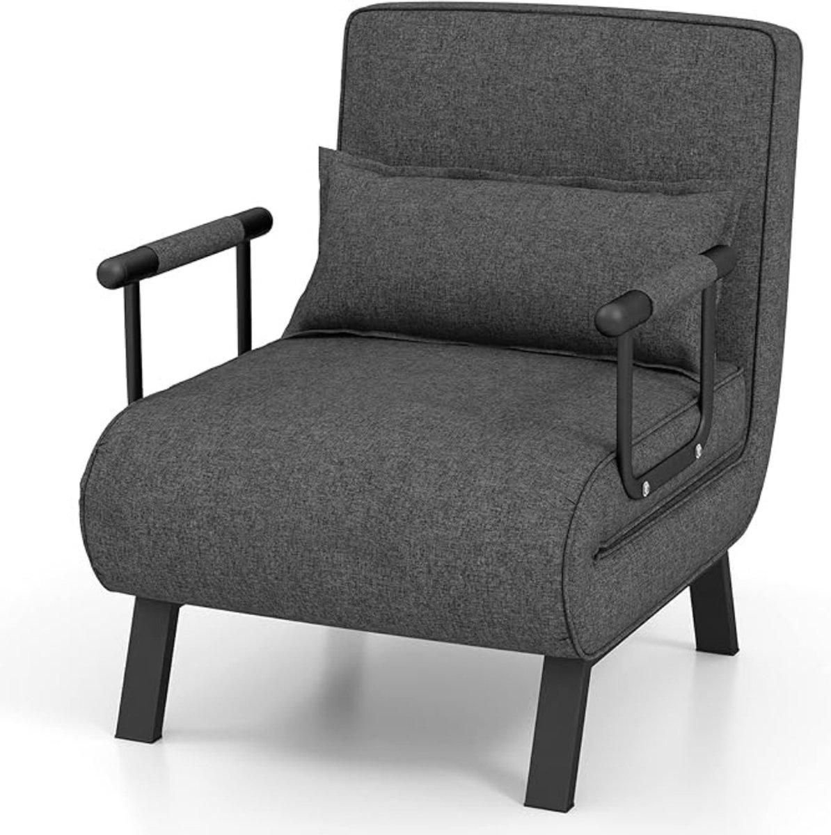 Luxe 4 in 1 Slaapfauteil – Slaapstoel – 5 Posities - Multifunctioneel – Verstelbare Rugleuning – Gewatteerd – Hoogwaardig Materiaal - Grijs
