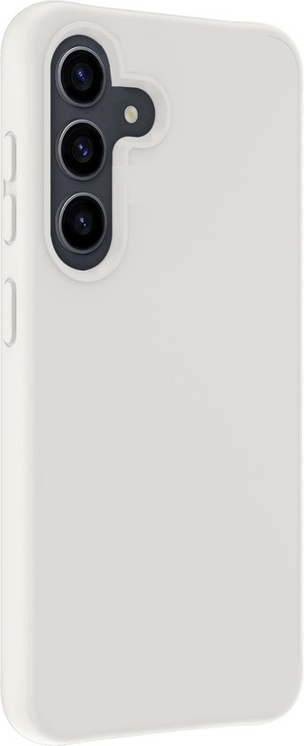 Coque adaptée pour Samsung S24, coque arrière en Siliconen avec 2 films de protection d'écran – Wit