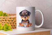 Mok Rottweiler drink coffee - dogs - gift - cadeau - puppies - puppylove - doglover - doggy - honden - puppyliefde - mijnhond - hondenliefde - hondenwereld