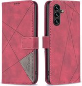 BINFEN Geometric Book Case - Geschikt voor Samsung Galaxy A05s Hoesje - Rood
