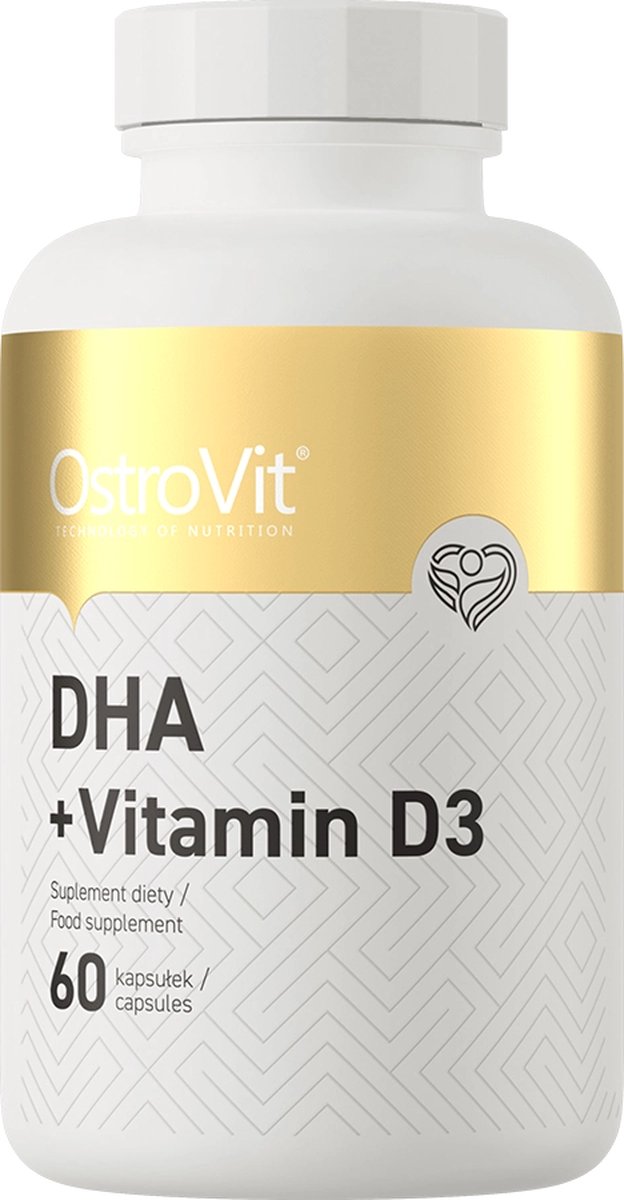Goedkoopste DHA Vitamine D3 - 60 Capsules - OstroVit - DHA van Visolie/Fish Oli & Vitamin/Vitamine D3 Supplements