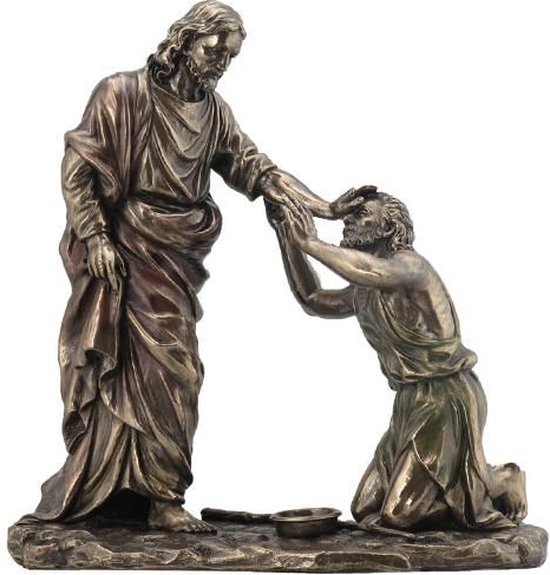 Veronese Design beeld - Jezus Geneest Blinde Man - zeer gedetailleerd en mooi - (hxbxd)ca. 26cm x 24cm x 11,5cm