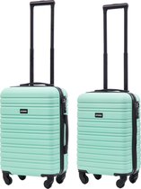 BlockTravel kofferset 2 delig ABS handbagage met wielen afneembaar 29 en 39 liter - inbouw TSA slot - mint groen
