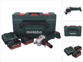 Metabo WPBA 18 LTX BL 15-125 Quick DS accu haakse slijper 18 V 125 mm borstelloos + 2x accu 5,5 Ah + lader + metaBOX