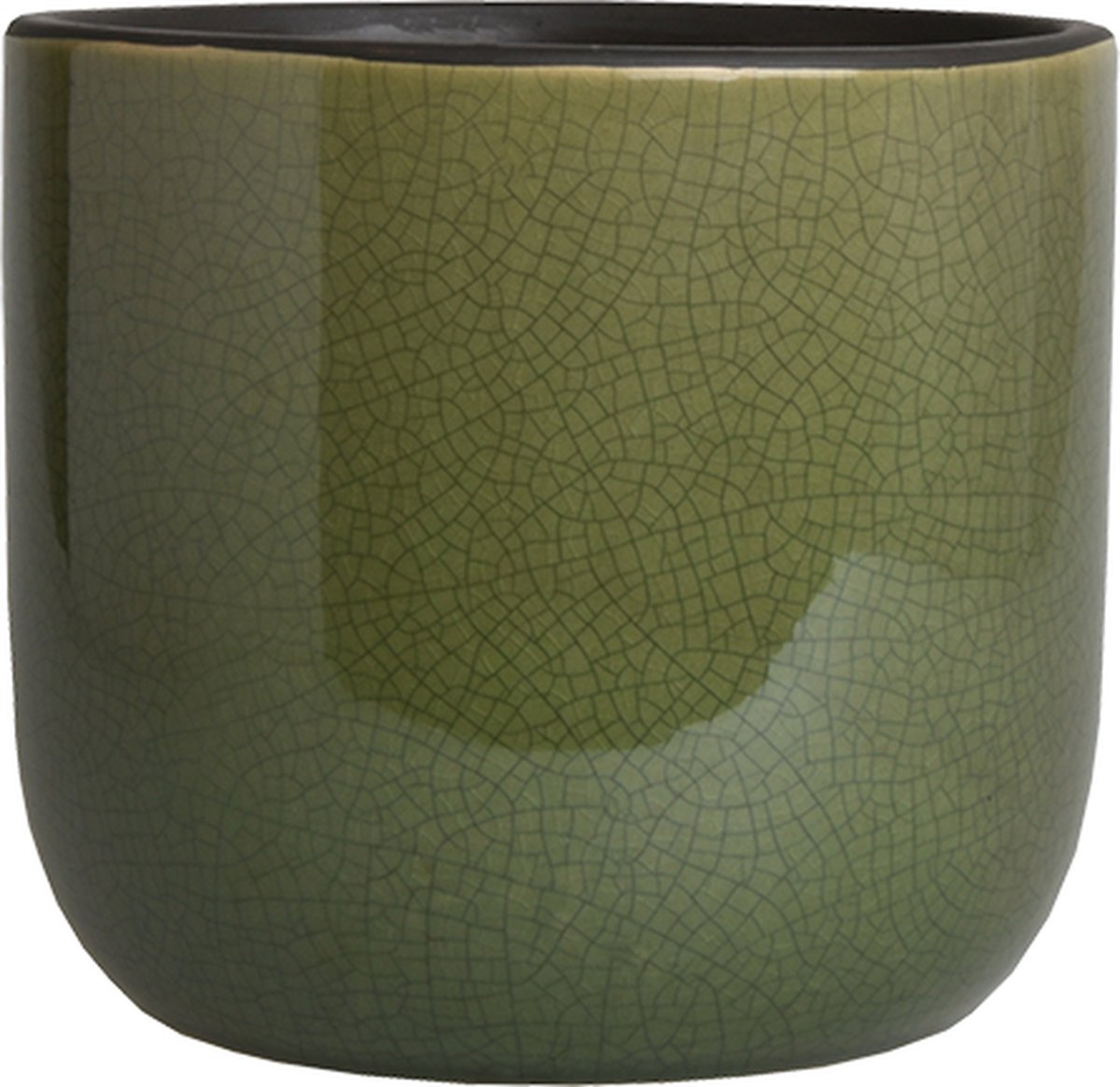 D&M Deco Bloempot Craquelé Groen-Kaki D 17 cm H 15 cm Opening 15,5 cm