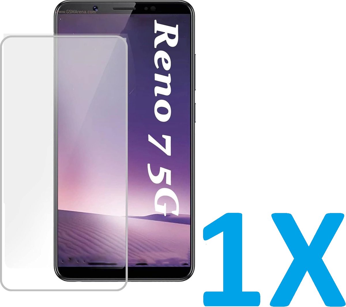 Screenprotector Glas - Tempered Glass Screen Protector Geschikt voor: OPPO Reno 7 5G - 1x