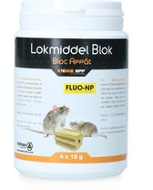Knock Off Lokmiddel Blok voor Muis & Rat Fluo-NP - Ideaal voor gebruik in allerlei soorten (inloop)vallen/-kooien - Bevat een fluorescerend ingrediënt - Super smakelijke traktatie om muizen en ratten in vallen te lokken - 8 x 15 gram