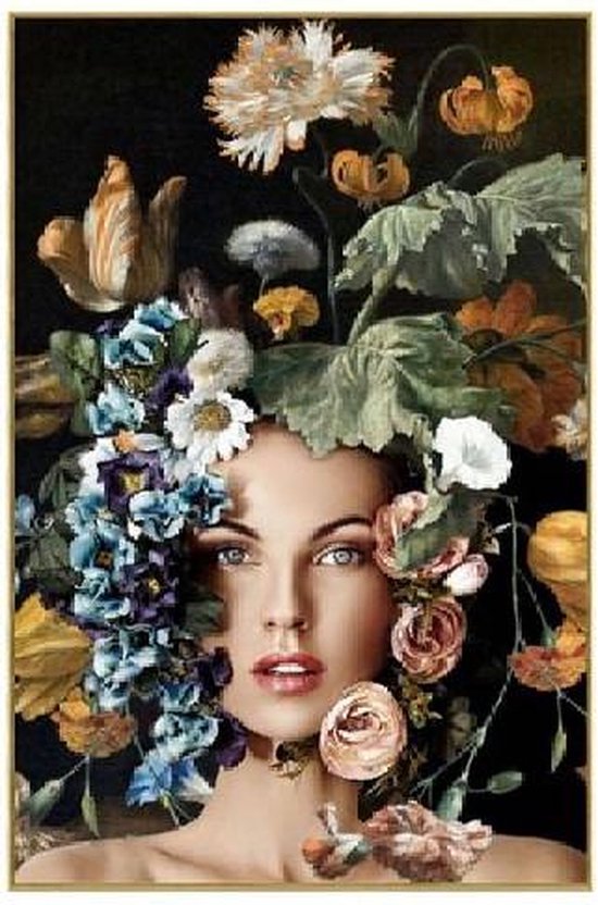 PTMD Wandpaneel Flower Bouquet - 80x3x120 cm - Glas - Multi