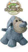 Country Dog Tiny Oliver – 16x19cm - Honden speelgoed – Honden speeltje met piepgeluid – Honden knuffel gemaakt van hoogwaardige materialen – Dubbel gestikt – Extra lagen – Voor trek spelletjes of apporteren – Blauw/Grijs