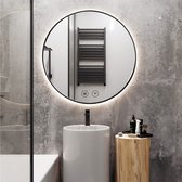 Miroir Nuvolix avec éclairage - miroir salle de bain - miroir rond - miroir mural - miroir rond - ⌀60CM - noir