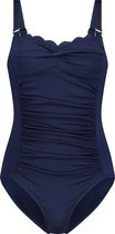 Hunkemöller Dames Badmode Badpak Shaping Scallop - Blauw - maat 40