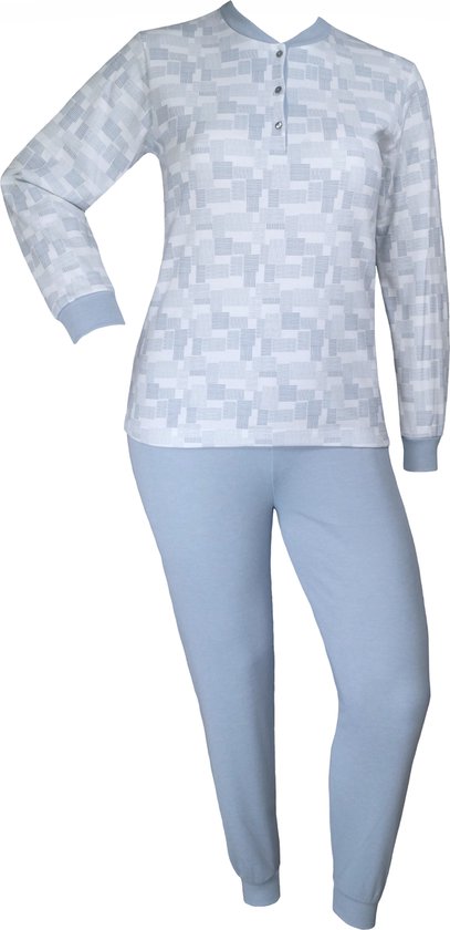Dames pyjama Lunatex jersey flanel Mosaic Blauw