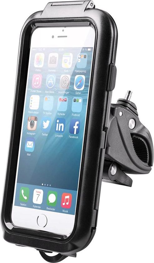 Telefoonhouder fiets iPhone 6+ 7+ 8+ cover - Waterdicht - Zwart | bol.com