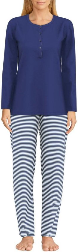 Götzburg Pyjama lange broek - Blau-dunkel-ringel - maat 42 (42) - Dames Volwassenen - 100% katoen- 250167-4009-632-42