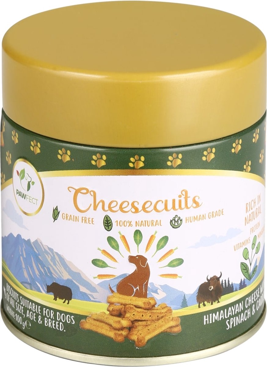 Pawfect Kaas Biscuits met Spinazie en wortel 100 gr.