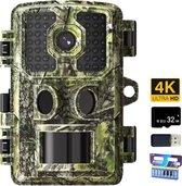 Wildcamera met Nachtzicht - Wildcamera voor buiten - 4K Ultra HD - Wildcamera - 32 GB SD Kaart
