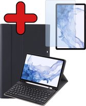Hoes Geschikt voor Samsung Galaxy Tab S9 Hoes Toetsenbord Hoesje Keyboard Case Cover Met Screenprotector - Hoesje Geschikt voor Samsung Tab S9 Hoes Toetsenbord Case - Zwart