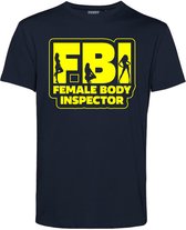 T-shirt Female Body Inspector | Carnavalskleding heren | Carnaval Kostuum | Foute Party | Navy | maat XL