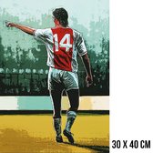 Allernieuwste.nl® Canvas Schilderij Johan Cruijff The Best - Top-Voetballer - Sport - Kleur - 30 x 40 cm