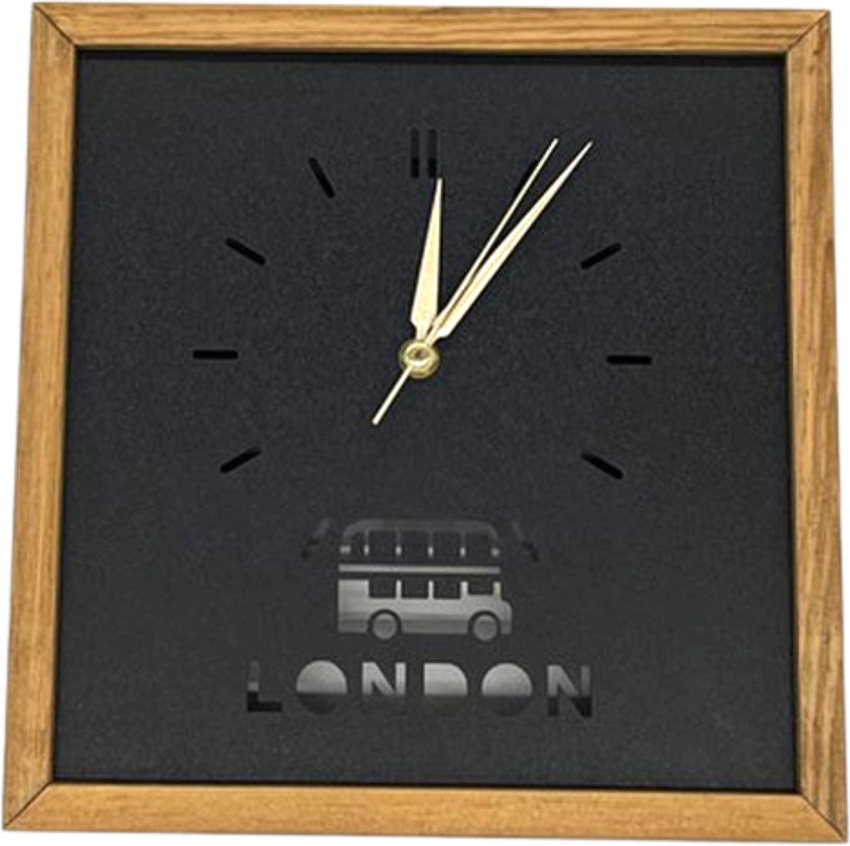 Moderne Wandklok London 30x30 - Wanddecoratie - Kunstwerk - Kunst aan de muur - Houten kunst - Klok - Klokken