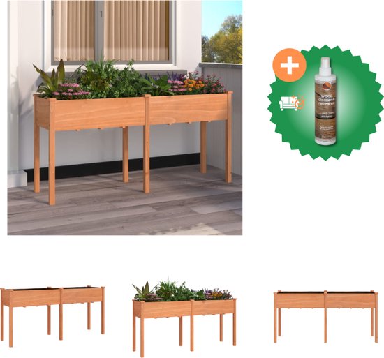 vidaXL Plantenbak verhoogd met voering 240x120x25 cm vurenhout bruin, plantenbak, groentebed, tuinbed, verhoogd bed, kruidenbed, plantenbak buiten