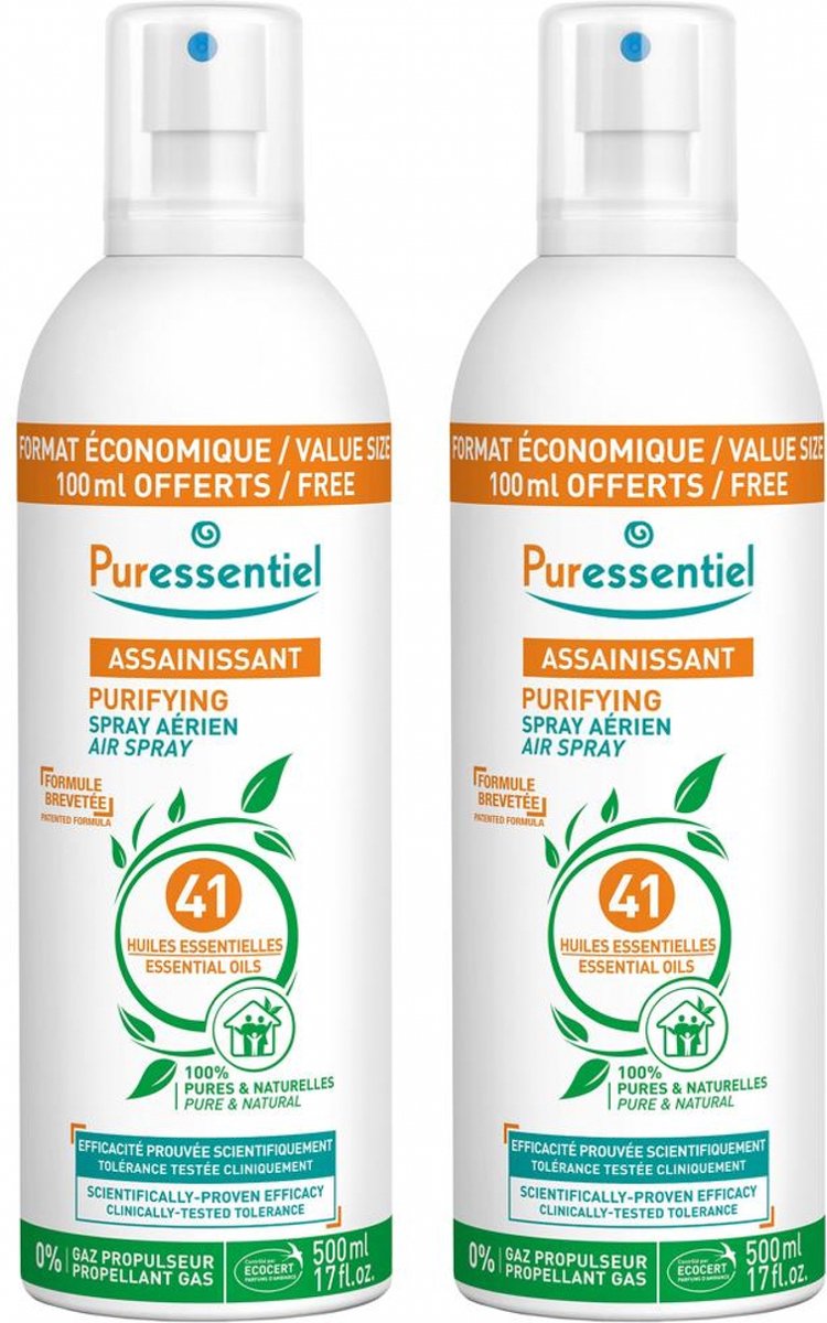 Goedkoopste Puressentiel Luchtverfrissingsspray met 41 Essentiële Oliën Verpakking van 2 x 500 ml