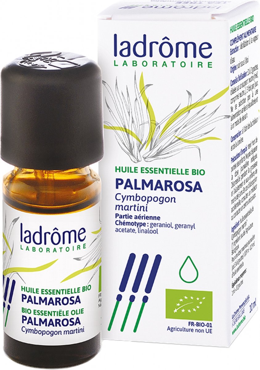 Goedkoopste Pit&Pit - Palmarosa etherische olie bio 10 ml - Zachte en bloemige geur - Zuiver en onverdund