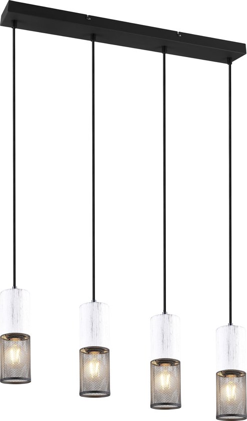 TRIO TOSH - Lampe à suspension - Zwart et blanc - sans 4x E27 40W - Réglable en hauteur