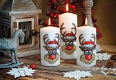 Marsel Candles-Rustieke Kaars-Stompkaarsen-Decoratieve Huis Kaarsen-Rendier-Set-3 Stuk