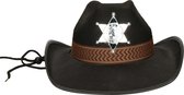 Zwarte cowboyhoed met sheriff badge voor volwassenen