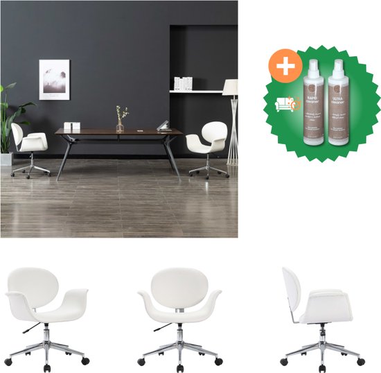 vidaXL Kantoorstoel draaibaar kunstleer wit - Bureaustoel - Inclusief Onderhoudsset