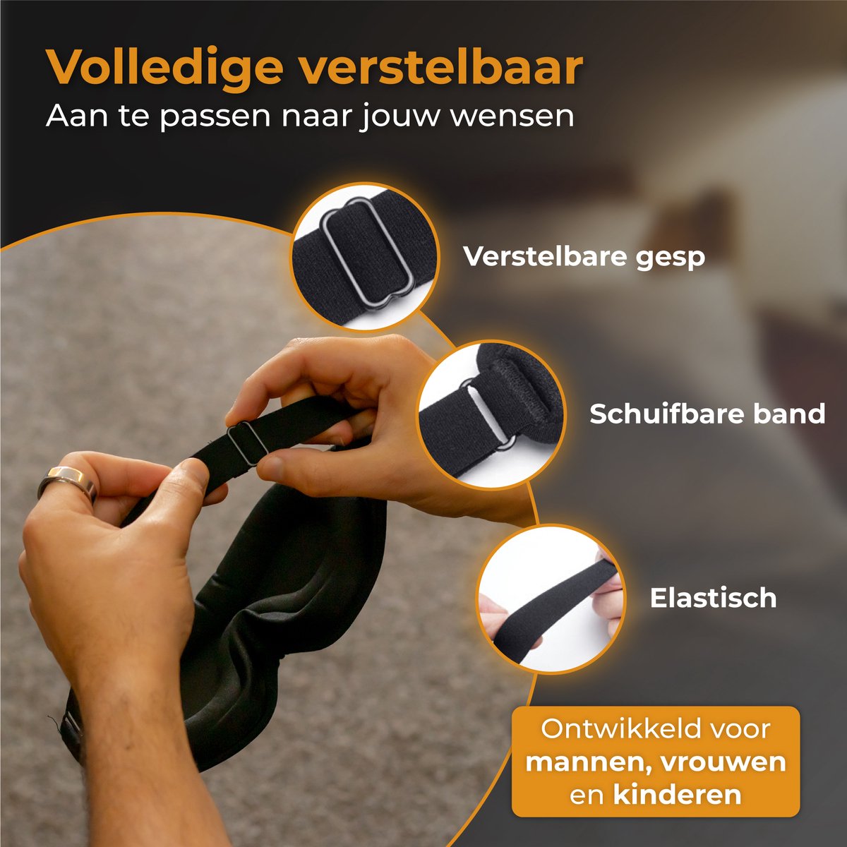 Nuvance Verstelbaar Slaapmasker - 100% Verduisterend - Ademend Traagschuim - voor Mannen, Vrouwen en Kinderen - Oogmasker Slaap — afbeelding 5