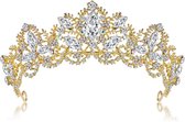 PEAM® Kroon - Prinsessenkroon - Betoverende Gouden Tiara - Kristallen Ontwerp - Legering & Parelemoer Accenten