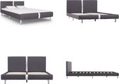 vidaXL Bedframe kunstleer grijs 140x200 cm - Bedframe - Bedframes - Bed - Bedden