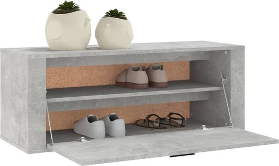 Wandschoenenkast 100x35x38 cm bewerkt hout hoogglans wit kopen