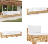 vidaXL 4-delige Loungeset met kussens massief teakhout - Loungeset - Loungesets - Loungeset Voor De Tuin - Loungeset Voor Terras