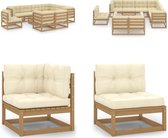 vidaXL 10-delige Loungeset met kussens massief grenenhout honingbruin - Loungeset - Loungesets - Tuinsets - Tuinsets