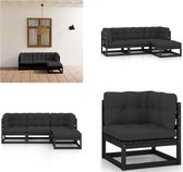 vidaXL 4-delige Loungeset met kussens massief grenenhout - Loungeset - Loungesets - Tuinsets - Tuinsets