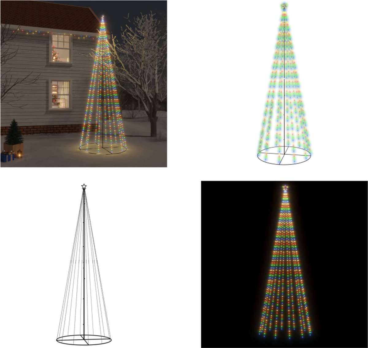 vidaXL Kegelkerstboom 732 LED's meerkleurig 160x500 cm - Kegelkerstboom - Kegelkerstbomen - Kerstboom - Kegelboom