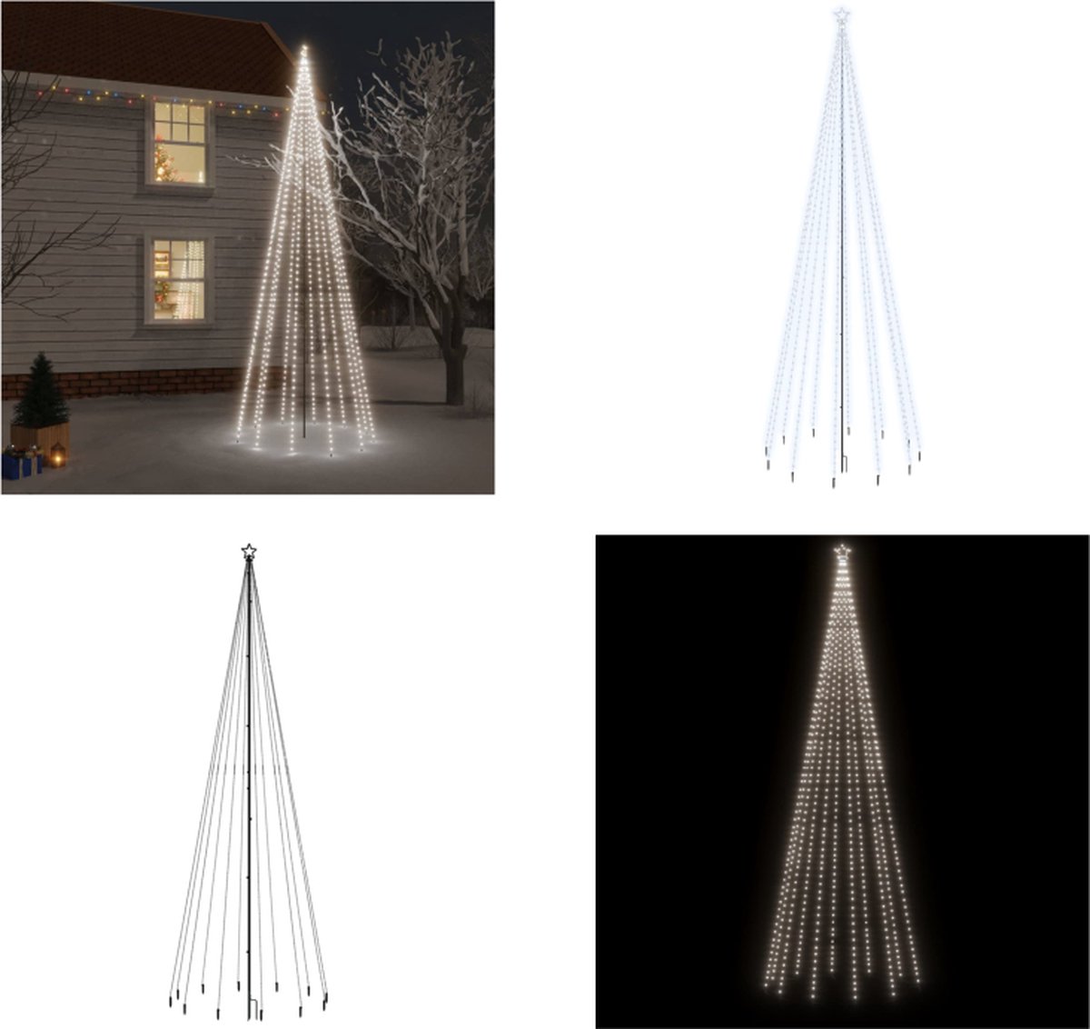 vidaXL Kerstboom met grondpin 732 LED's koudwit 500 cm - Kerstboom Met Grondpin - Kerstbomen Met Grondpinnen - Kunstkerstboom - Kerstkunstboom