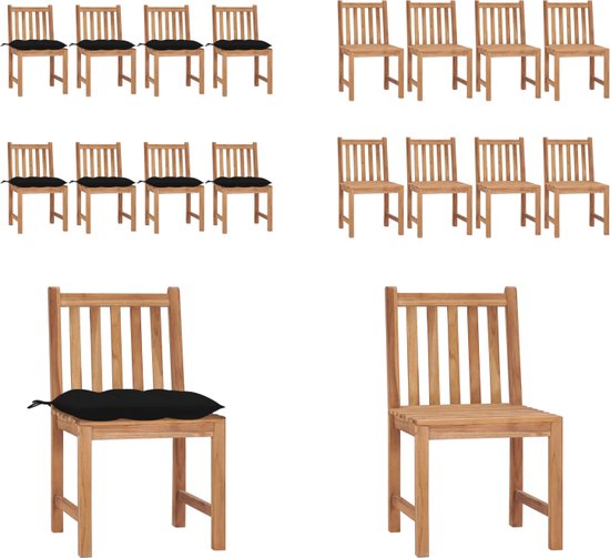vidaXL Tuinstoelen 8 st met kussens massief teakhout - Tuinstoel - Tuinstoelen - Buitenstoel - Buitenstoelen