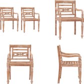 vidaXL Batavia Chaises 2 pcs Bois de teck massif avec finition blanchie à la chaux - Chaise de jardin - Chaises de jardin - Chaise d'extérieur - Chaises d'extérieur