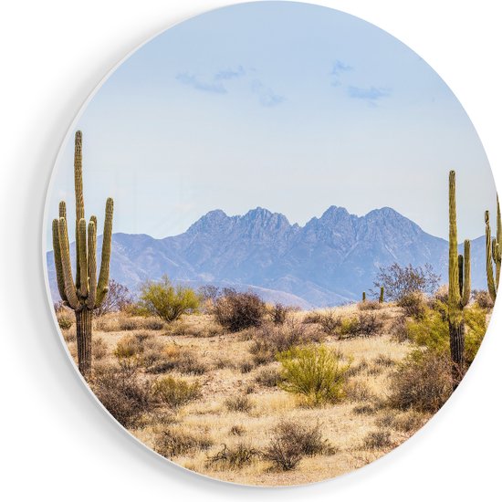 Artaza Muurcirkel - Cactussen in de Woestijn - Wandcirkel - Rond Schilderij
