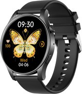 Kiraal Shine - Smartwatch - Elegantie en Functionaliteit - Siliconen Band - Geschikt Voor Mannen en Vrouwen - Android & iOS - Zwart